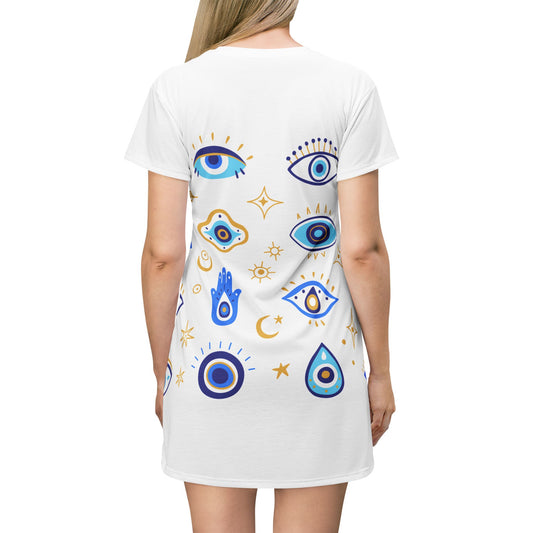 Bohemian Evil Eye Print T-Shirt spiritual Dress